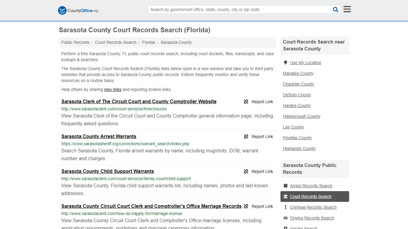 Court Records Search - Sarasota County, FL (Adoptions, Criminal, Child ...